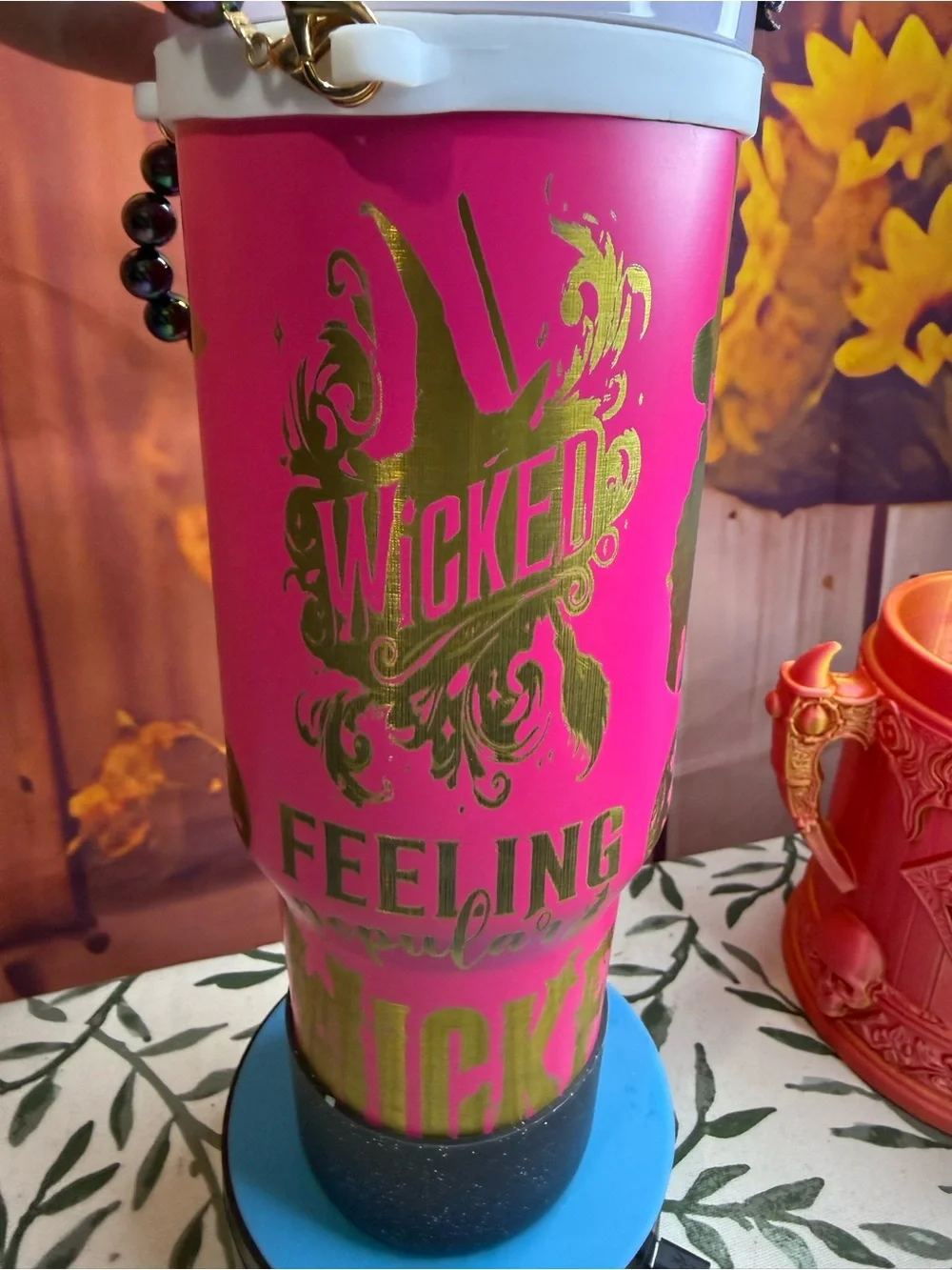 40oz Custom Engraved Wicked Tumbler with Iridescent bling